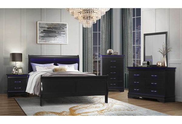 CHARLIE BLACK QUEEN BED GROUP WITH LED image