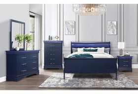 CHARLIE BLUE QUEEN BED GROUP WITH LED