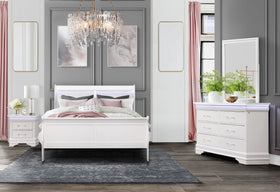 CHARLIE WHITE QUEEN BED GROUP WITH LED
