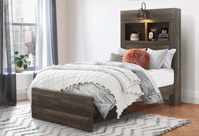 LINWOOD DARK OAK TWIN BED WITH BOOKCASE