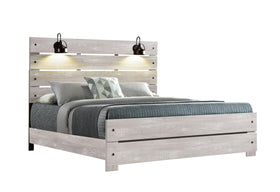 LINWOOD WHITE WASH KING BED WITH LAMPS