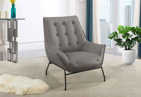 U8933 LIGHT GREY LEATHER ACCENT CHAIR