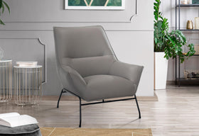 U8943 LIGHT GREY LEATHER ACCENT CHAIR
