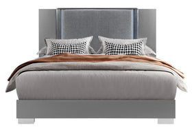 YLIME SMOOTH SILVER KING BED WITH LED