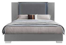 YLIME SMOOTH SILVER QUEEN BED WITH LED