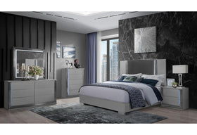 YLIME SMOOTH SILVER KING BED GROUP