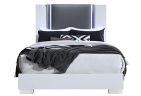 YLIME SMOOTH WHITE QUEEN BED WITH LED