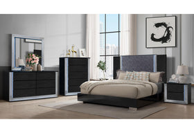 YLIME WAVY BLACK KING BED GROUP