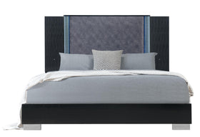 YLIME WAVY BLACK KING BED WITH LED