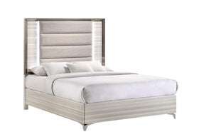 ZAMBRANO WHITE QUEEN BED WITH LED