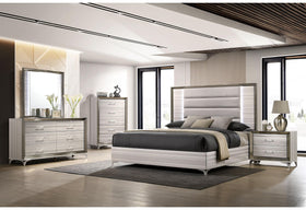 ZAMBRANO WHITE KING BED GROUP WITH VANITY SET
