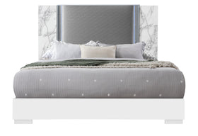 YLIME WHITE MARBLE KING BED WITH LED